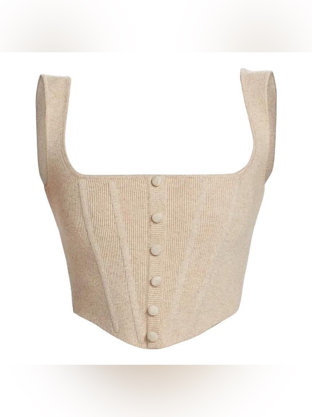DANIELLE GUIZIO Cream Button Front Knit Corset Tank Top S $178
